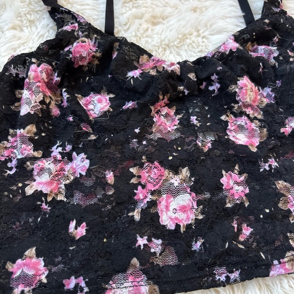 Free People Black and Pink Floral Bandeau - Picture 2 of 10